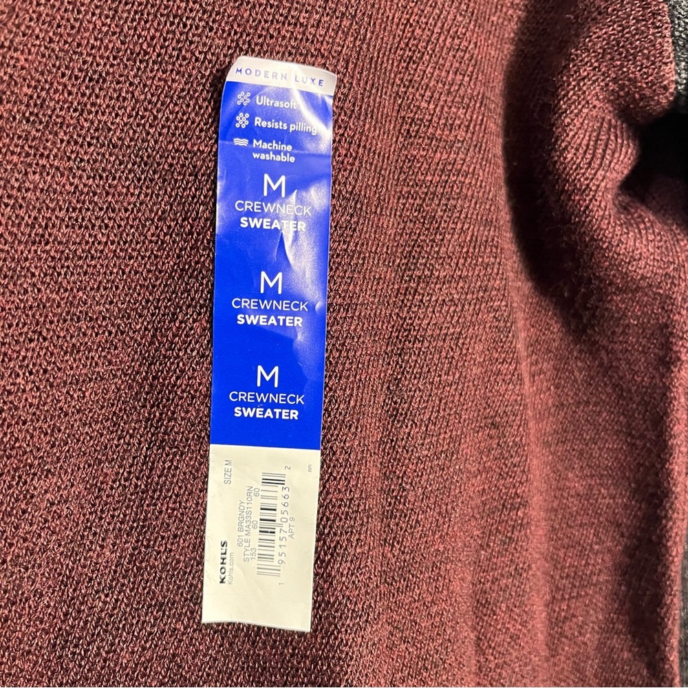 Men's Apt. 9 Merino Wool Textured Colorblock Sweater NWT - Picture 4 of 7